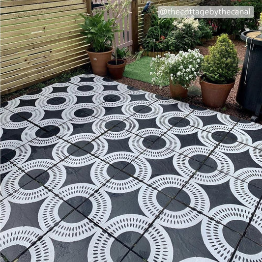 Desert Sands Patio Stencil - Square Slabs - Dizzy Duck Designs