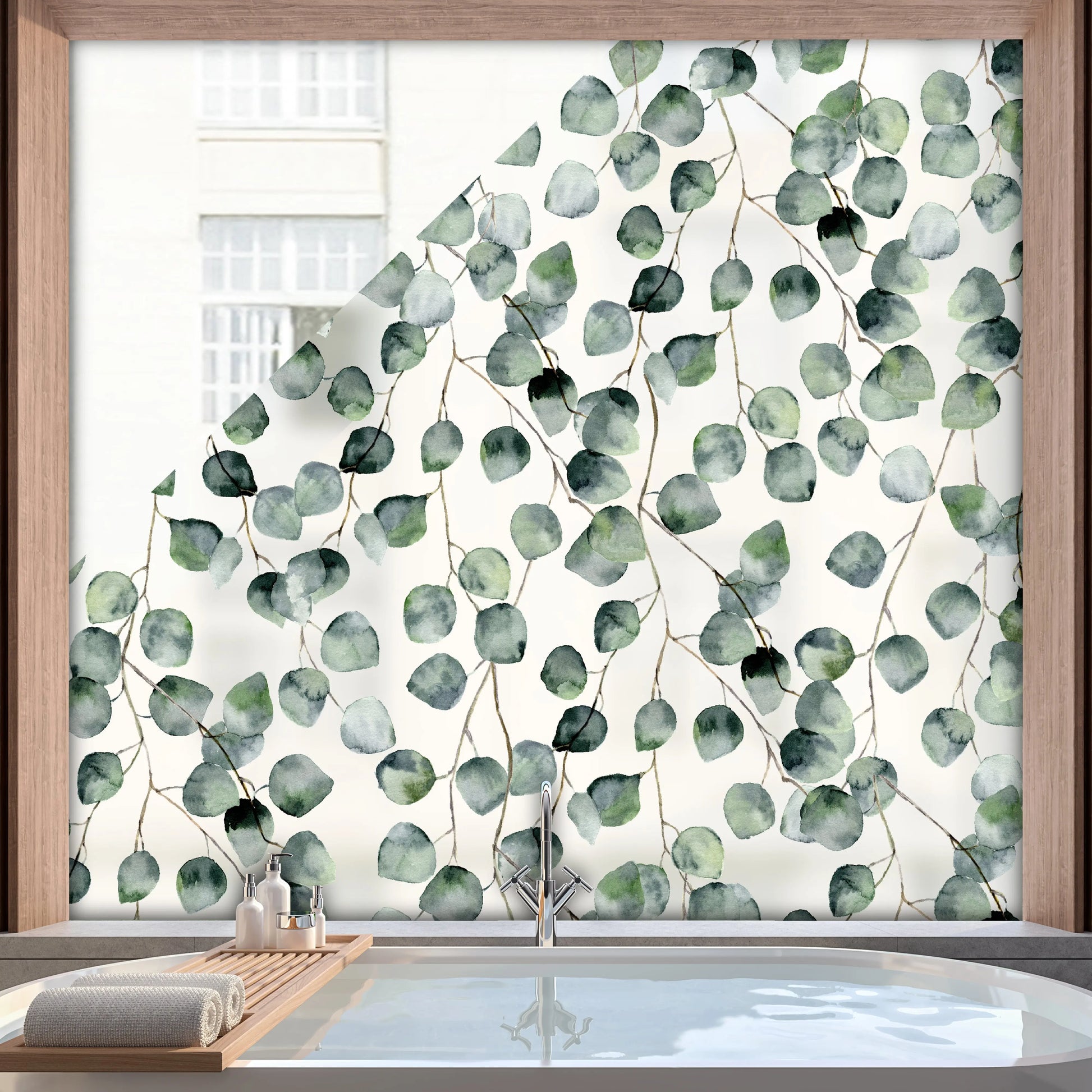 Privacy Window Eucalyptus Frosted Window Privacy Panel Dizzy Duck Designs