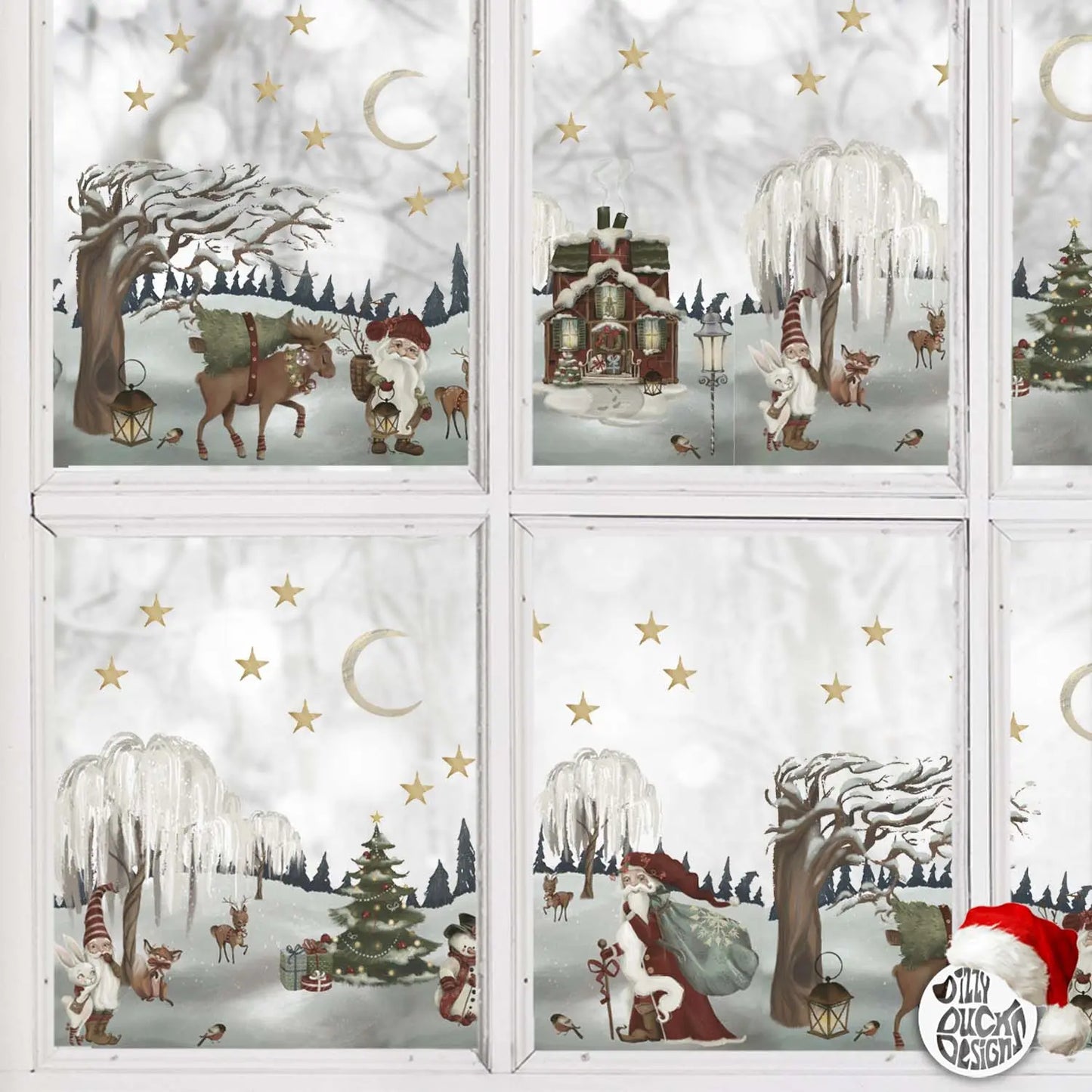 Decal Father Christmas Winter Scene Border Window Decal Dizzy Duck Designs