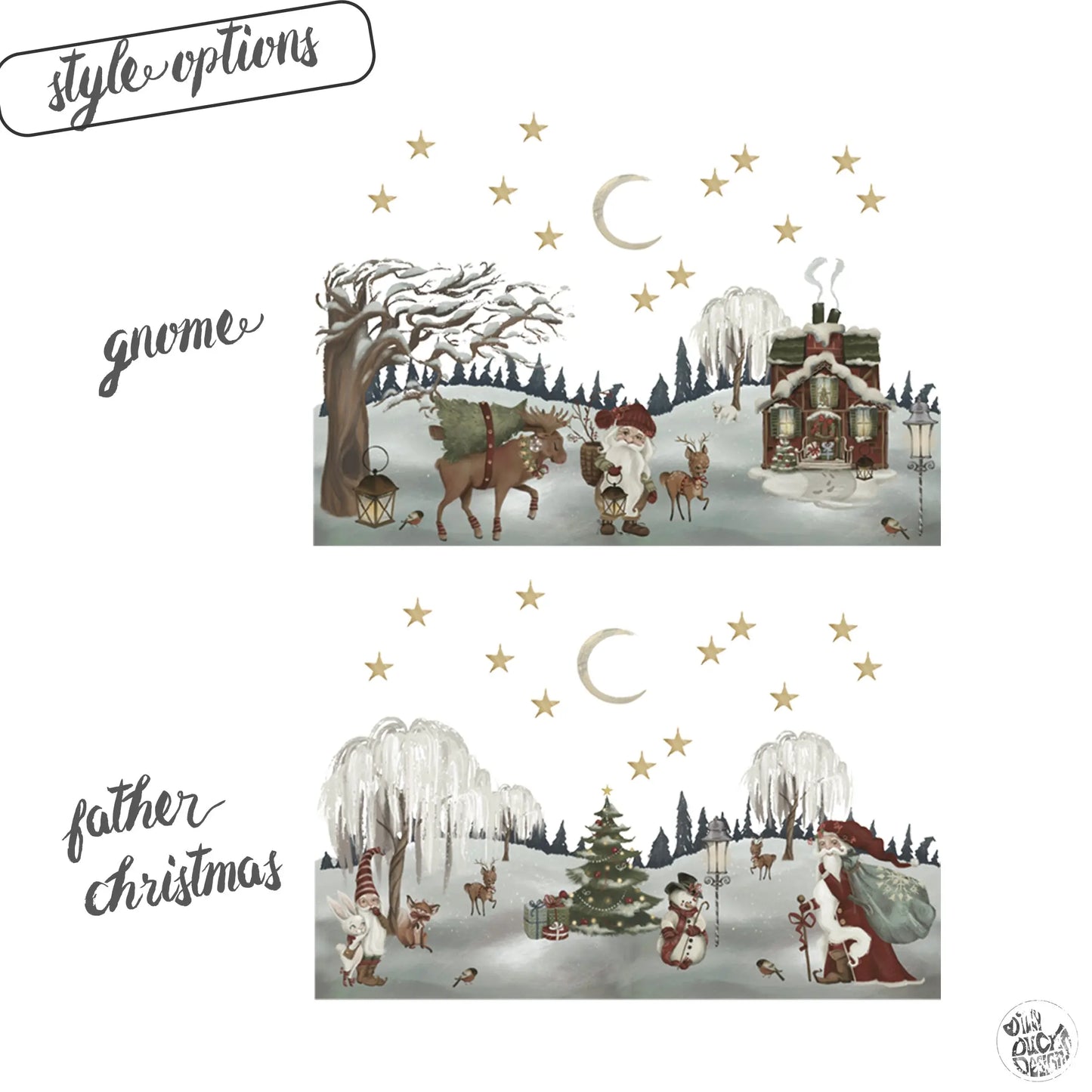 Decal Father Christmas Winter Scene Border Window Decal Dizzy Duck Designs