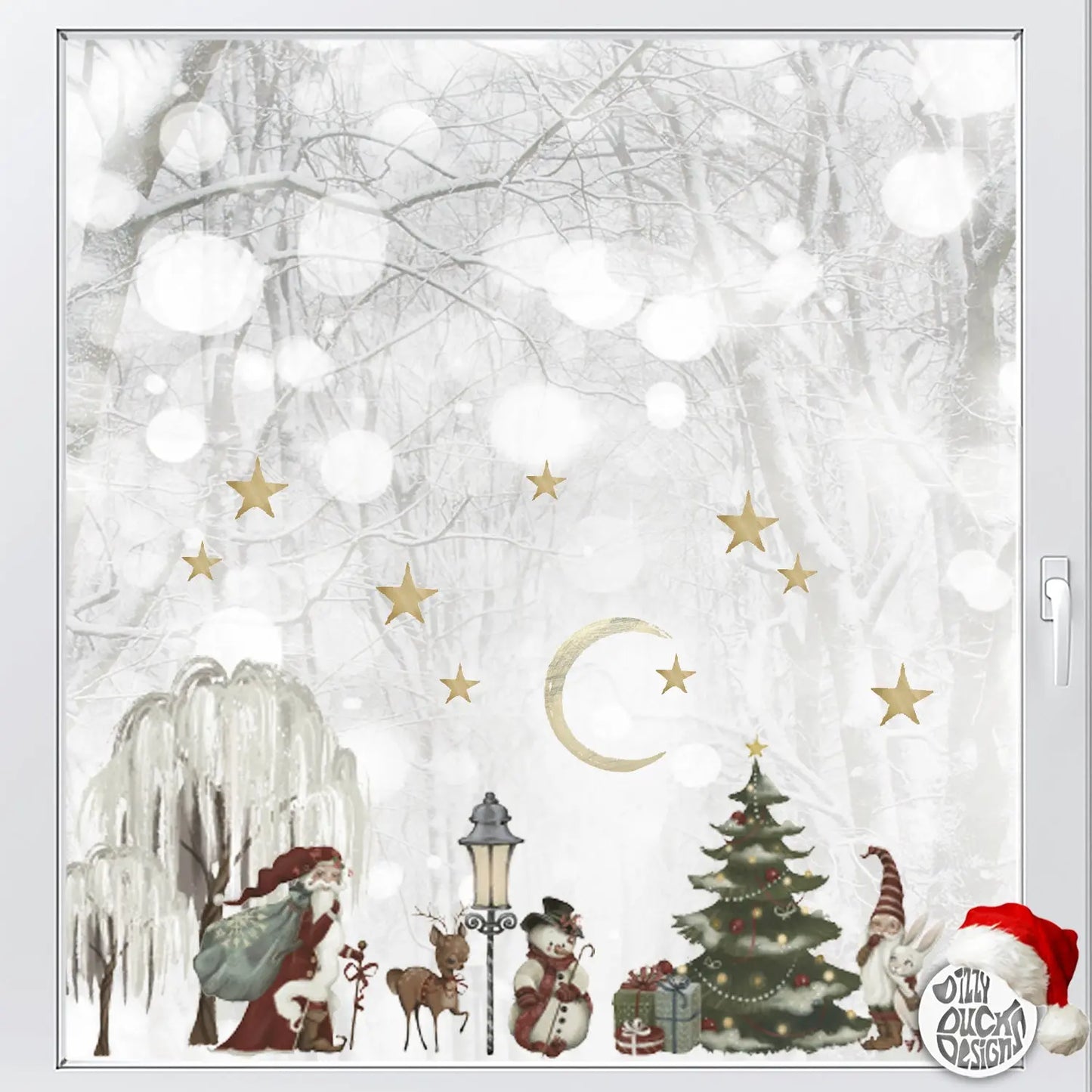 Decal Father Christmas Winter Scene Window Decal Set Dizzy Duck Designs