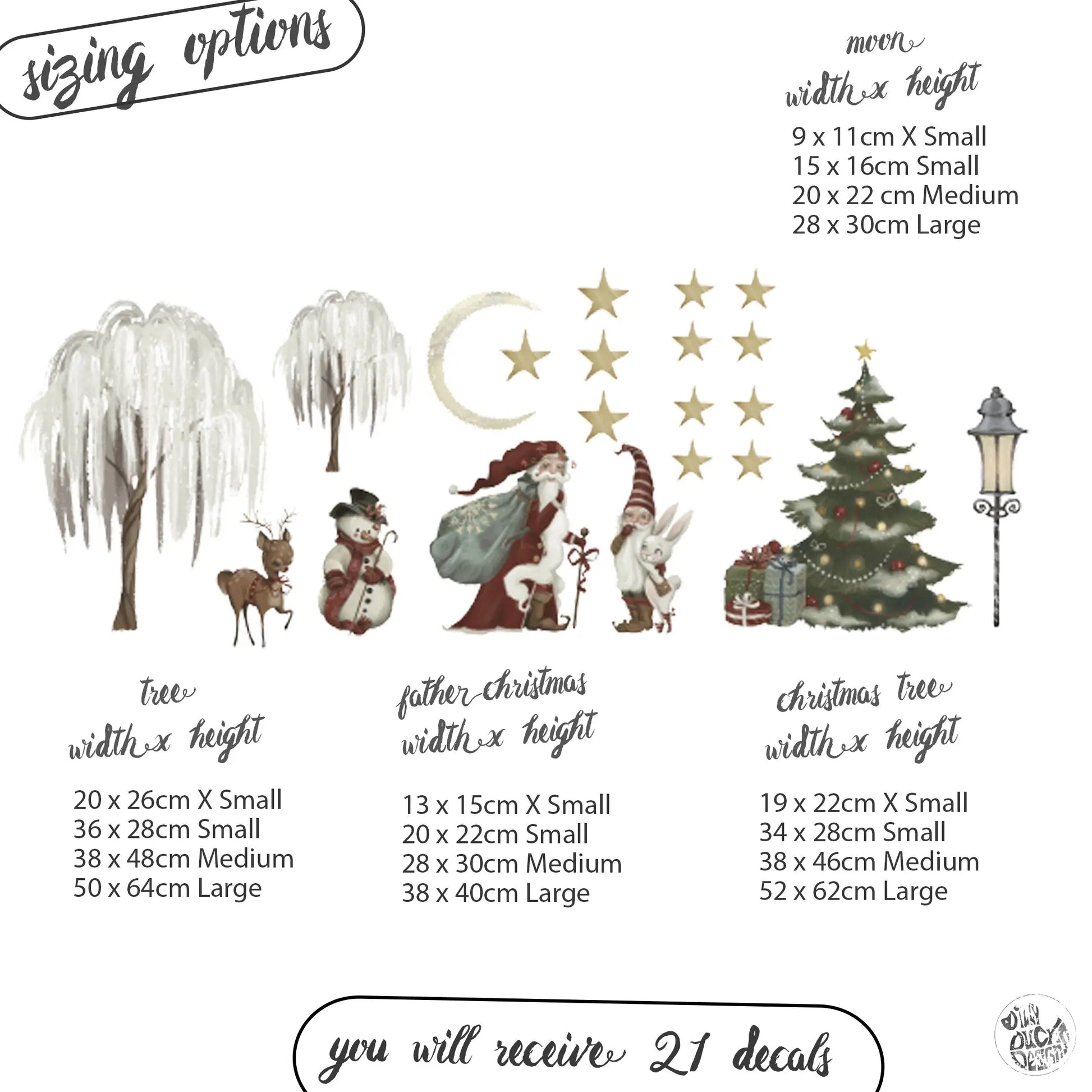 Decal Father Christmas Winter Scene Window Decal Set Dizzy Duck Designs