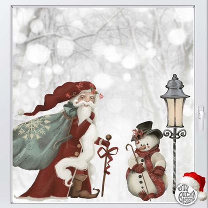 Decal Father Christmas & Snowman Window Decal Set Dizzy Duck Designs