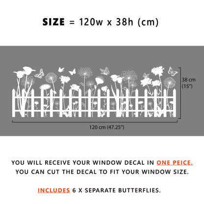 Decal Fence & Flowers Border Window Decal Dizzy Duck Designs