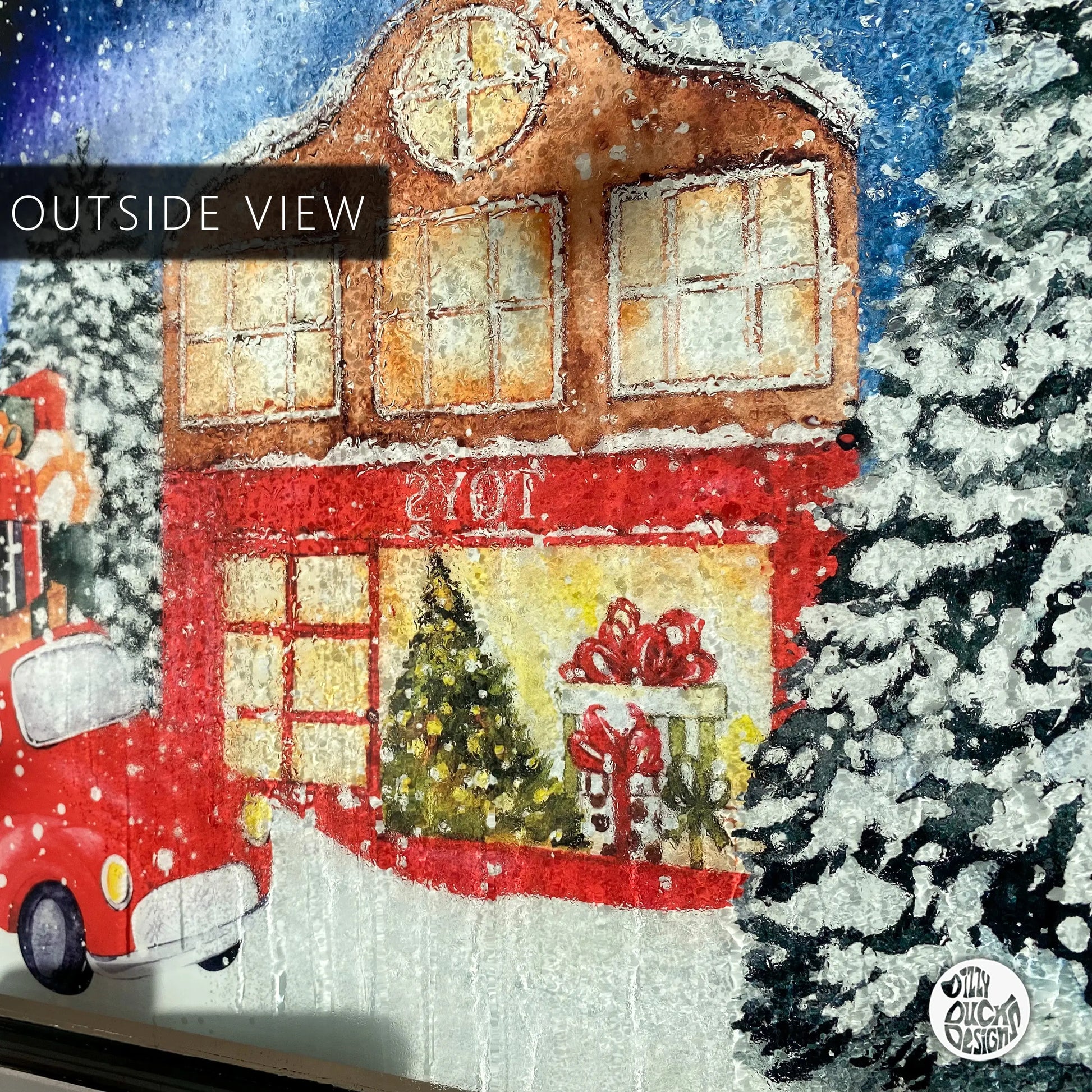 Decal Festive Town Winter Village Window Decal Dizzy Duck Designs