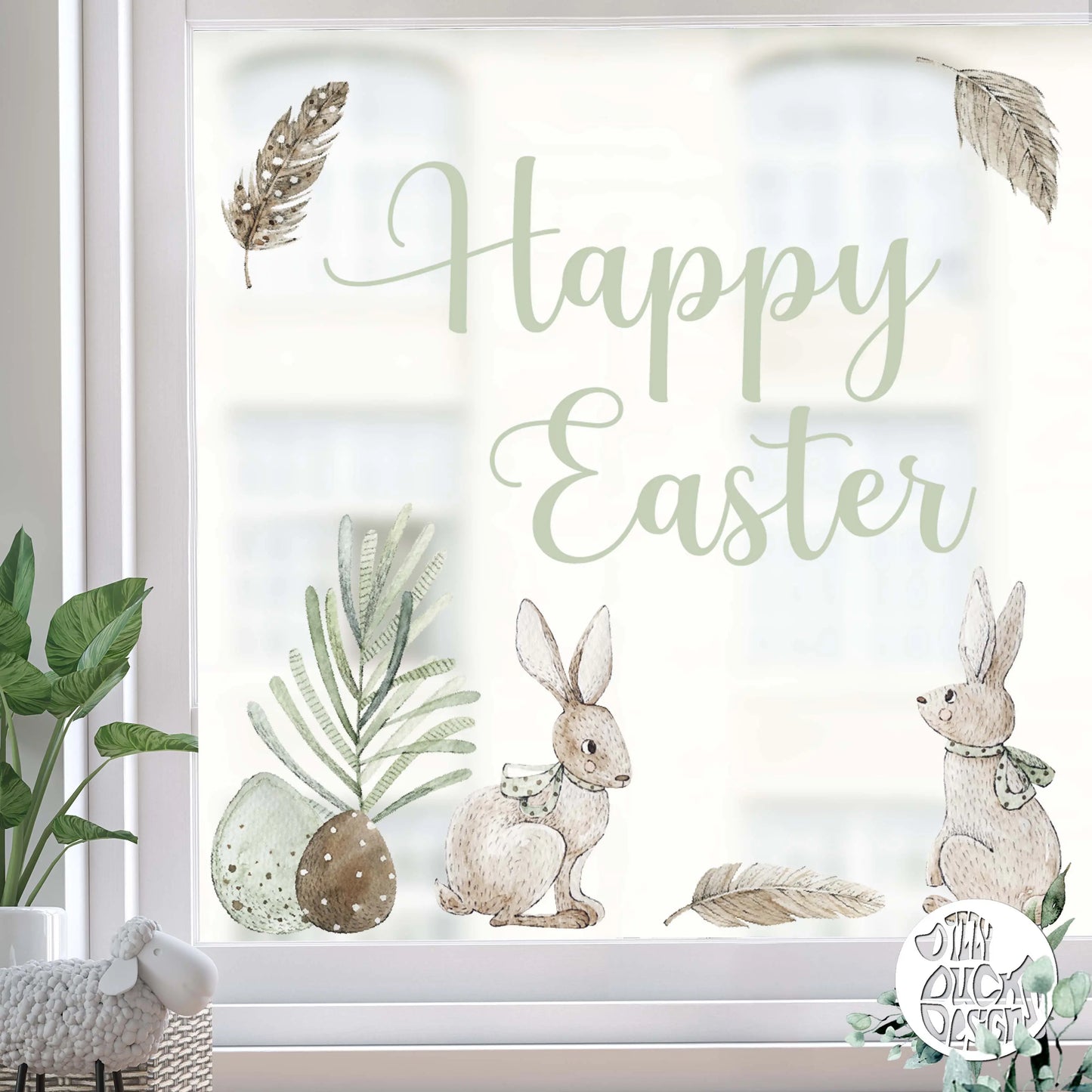 Decal Happy Easter Spring Watercolour Window Decal Set Dizzy Duck Designs