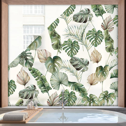 Privacy Window Jungle Leaf Tropical Privacy Frosted Window Panel Dizzy Duck Designs