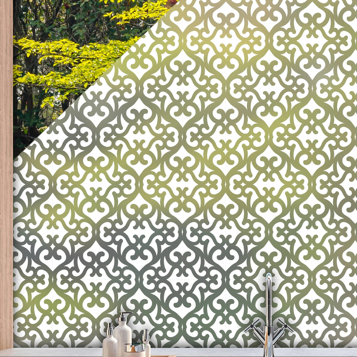 Karachi Frosted Window Privacy Panel Dizzy Duck Designs