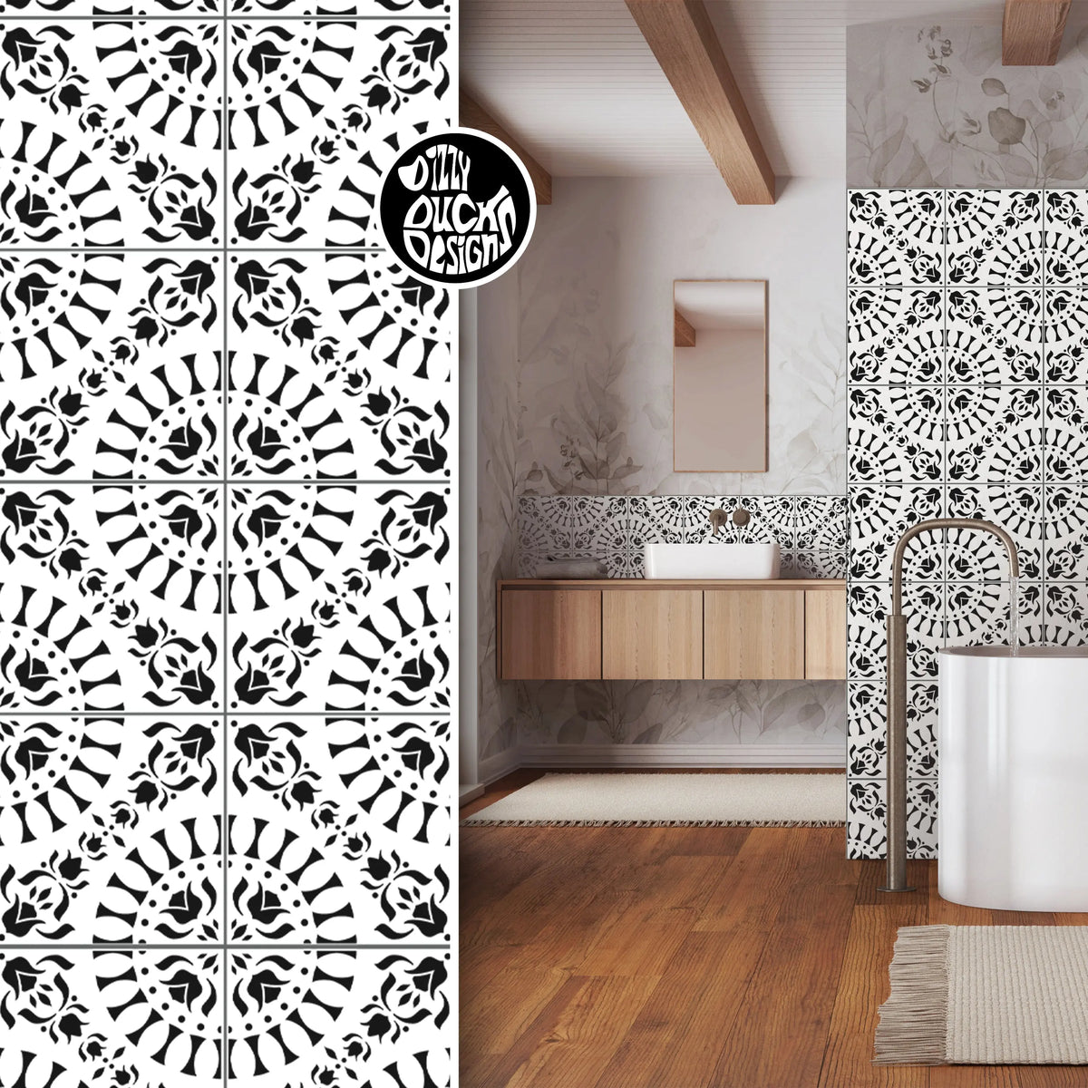 Laya Faux Tile Stencil