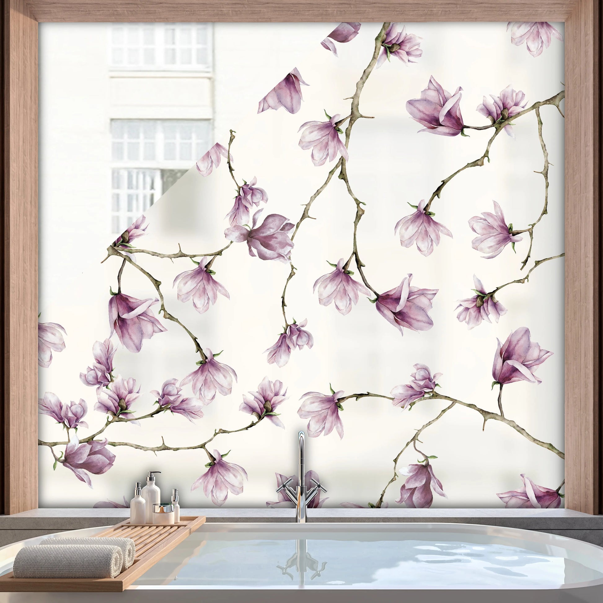 Privacy Window Magnolia Privacy Frosted Window Panel Dizzy Duck Designs