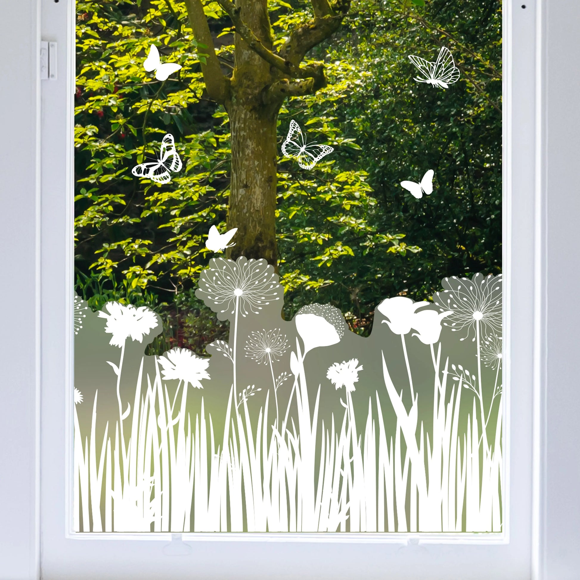 Privacy Window Meadow Frosted Window Privacy Border Dizzy Duck Designs