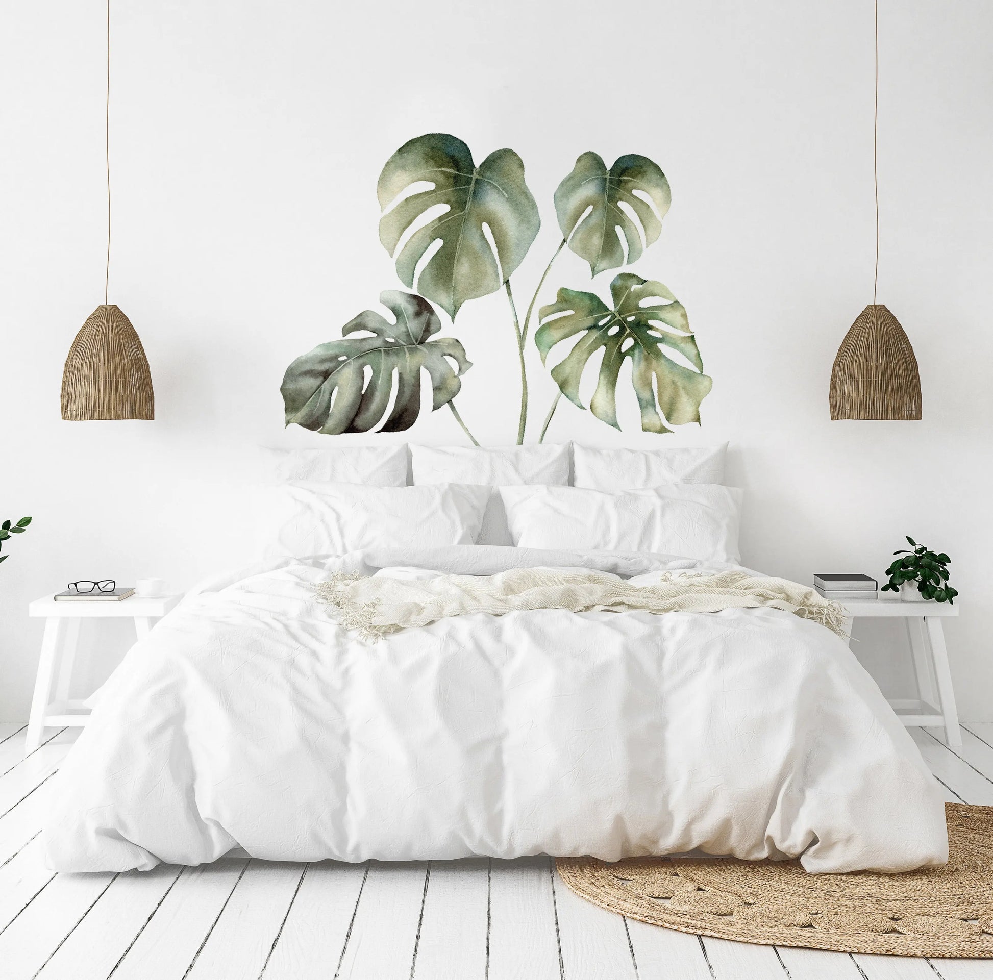 monstera wall decals Monstera Leaf Headboard Wall Decal – Dizzy Duck Designs
