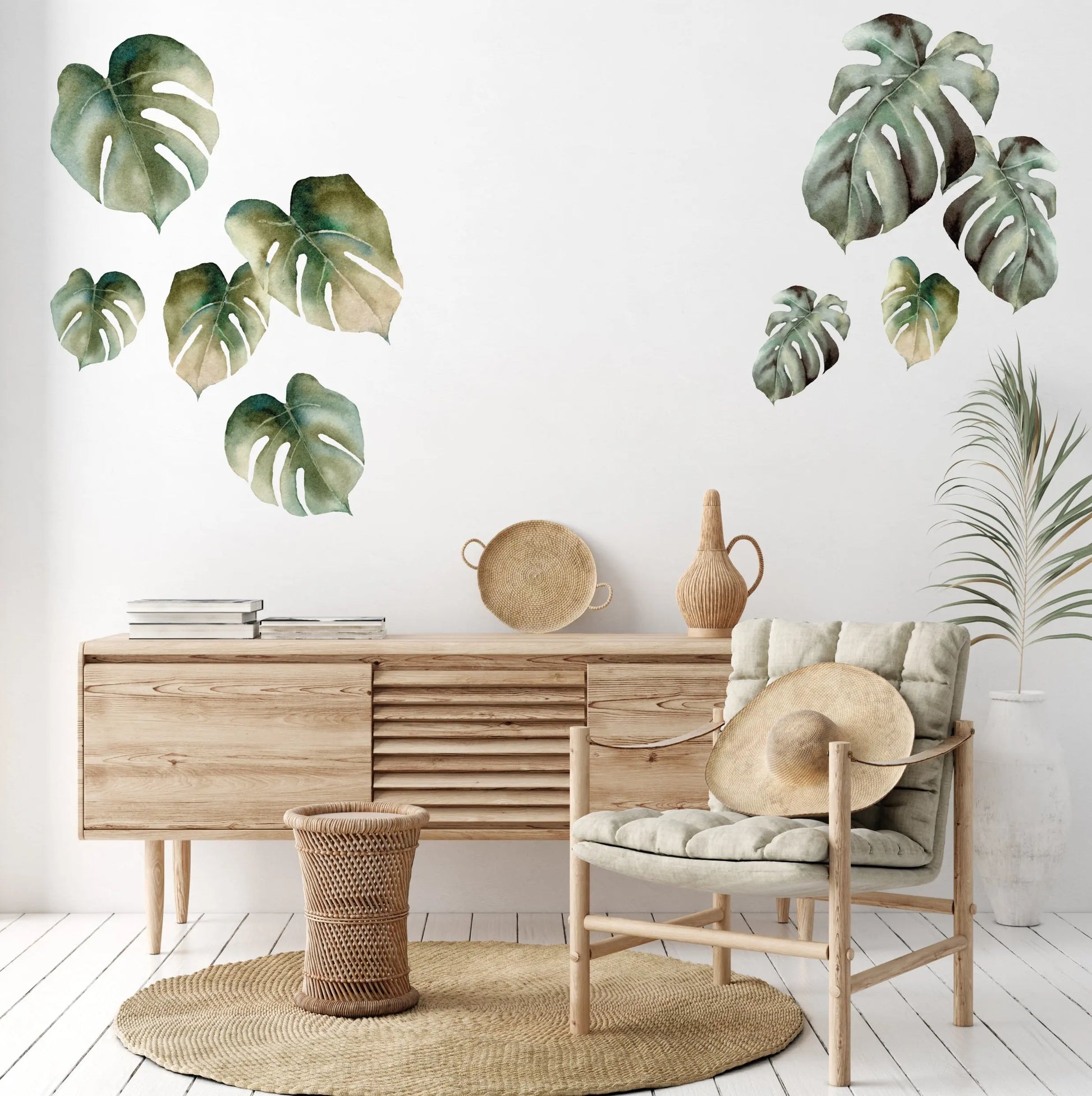 monstera leaf wall hanging Monstera Leaf Wall Decal Set
