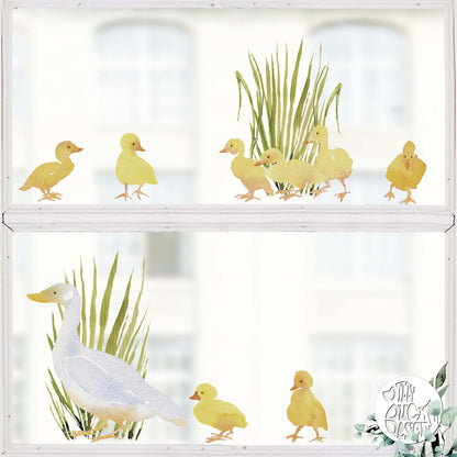 Decal Mummy Duck & Ducklings Window Decal Set Dizzy Duck Designs