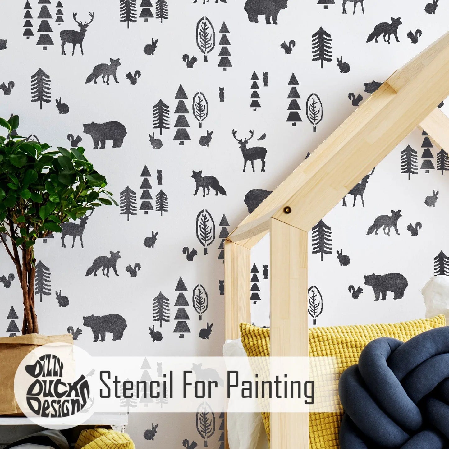 Stencil NORDIC FOREST Furniture Stencil Dizzy Duck Designs