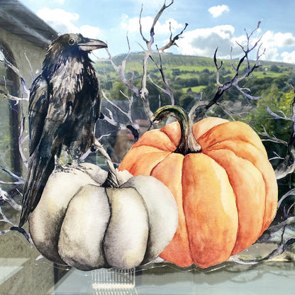 Decal Orange Pumpkin Crow Border Dizzy Duck Designs