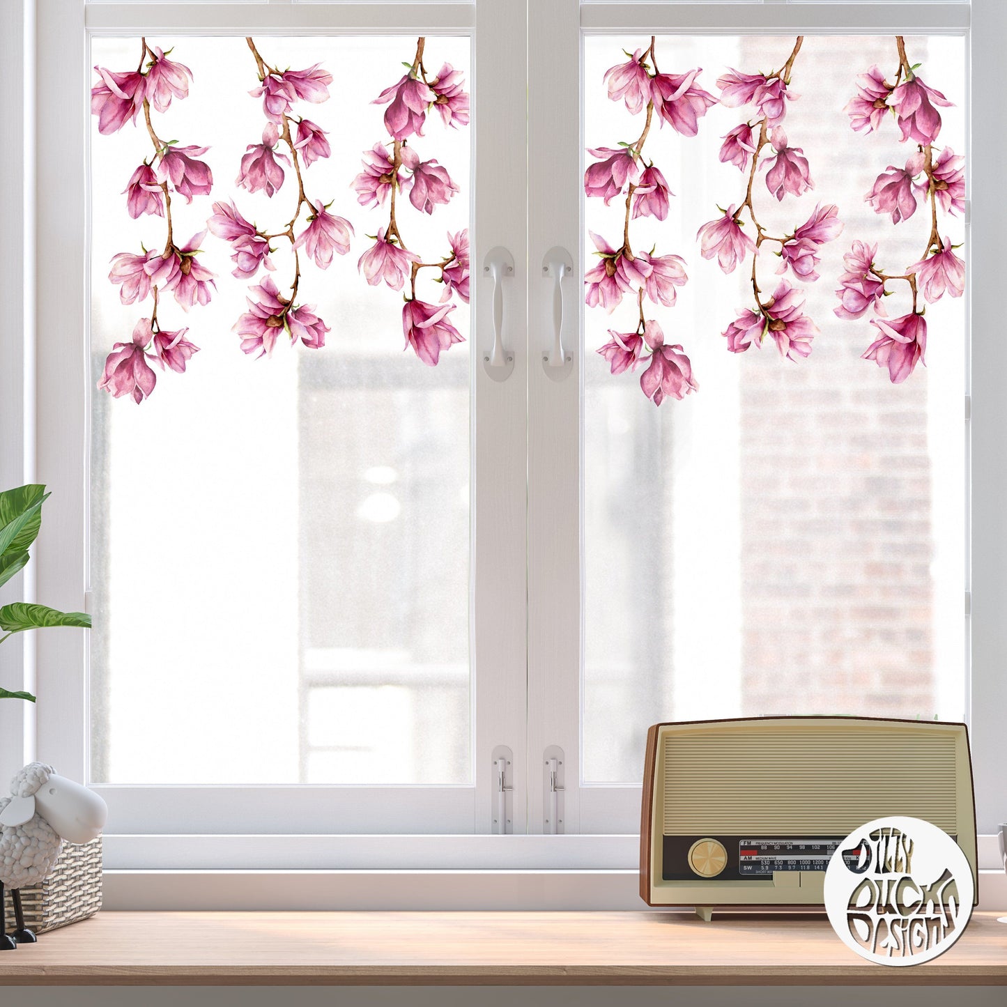 Decal Pink Magnolia Window Decals Dizzy Duck Designs