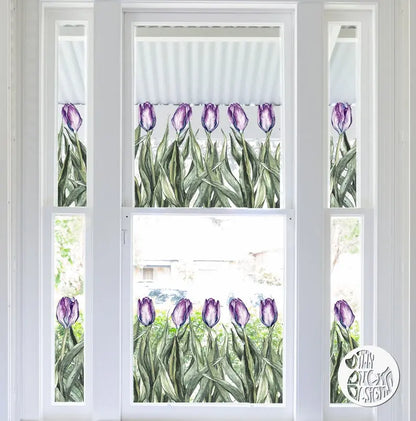 Decal Purple Tulip Border Window Decal Dizzy Duck Designs