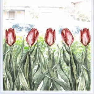 Decal Red Tulip Border Window Decal Dizzy Duck Designs