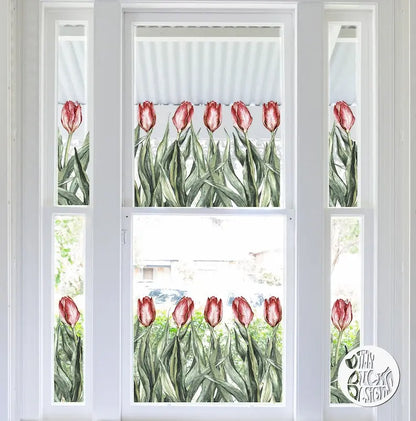 Decal Red Tulip Border Window Decal Dizzy Duck Designs