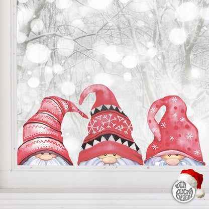 Decal Set of 3 Christmas Peeping Gonk Window Decals Dizzy Duck Designs