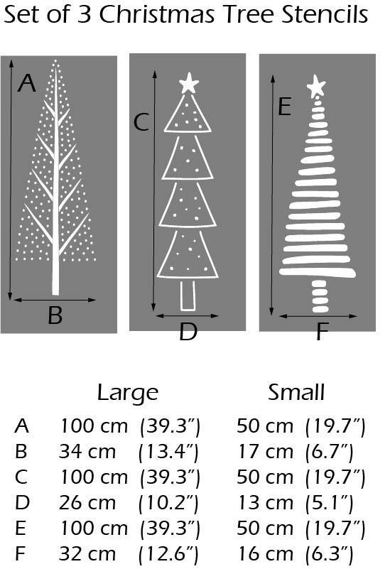 Stencil Set of 3 Christmas Tree Stencils Dizzy Duck Designs
