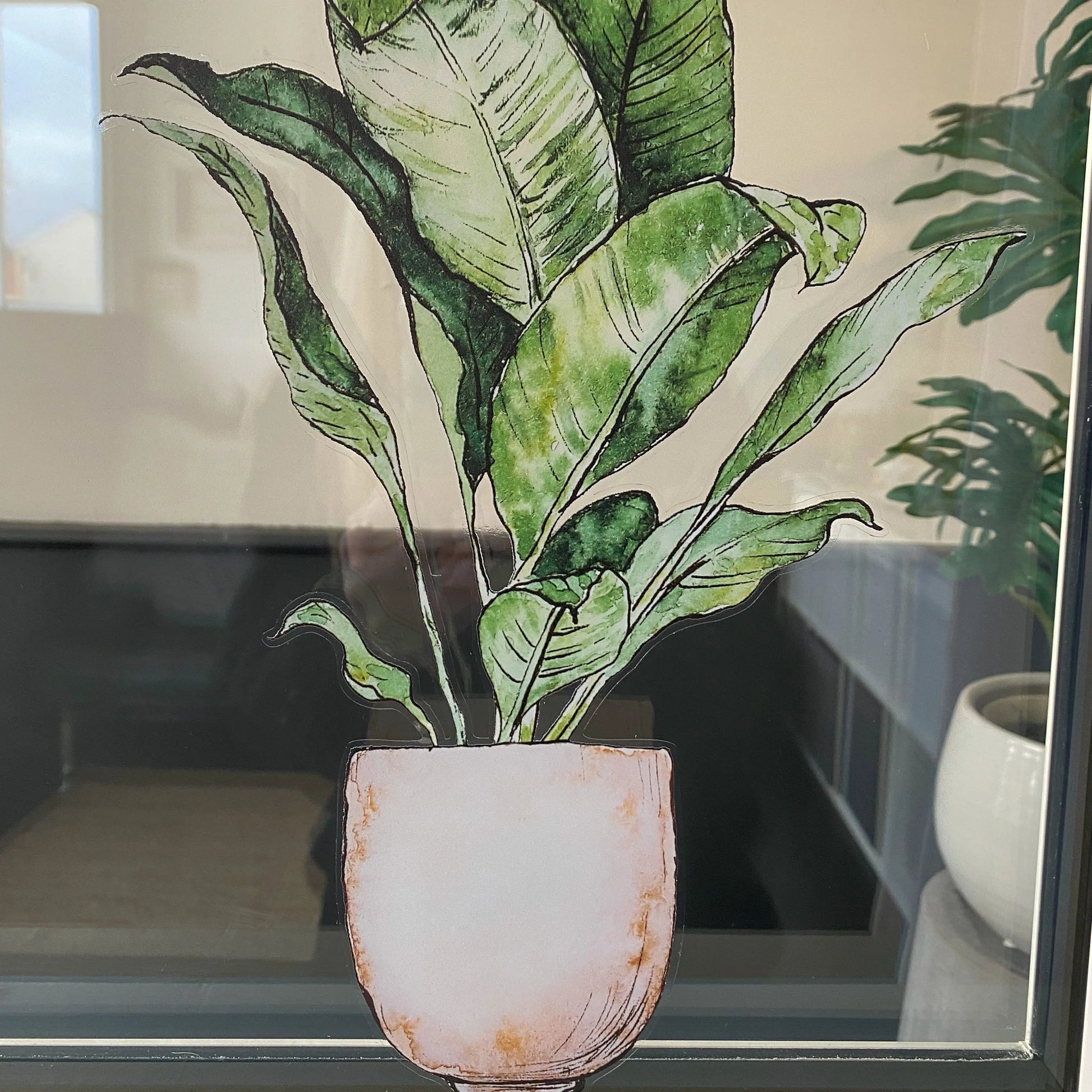 hanging plant window stickers Set of 6 Boho Plants Window Decals – Dizzy Duck Designs