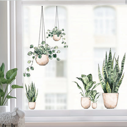Decal Set of 5 Boho Plants Window Decals Dizzy Duck Designs
