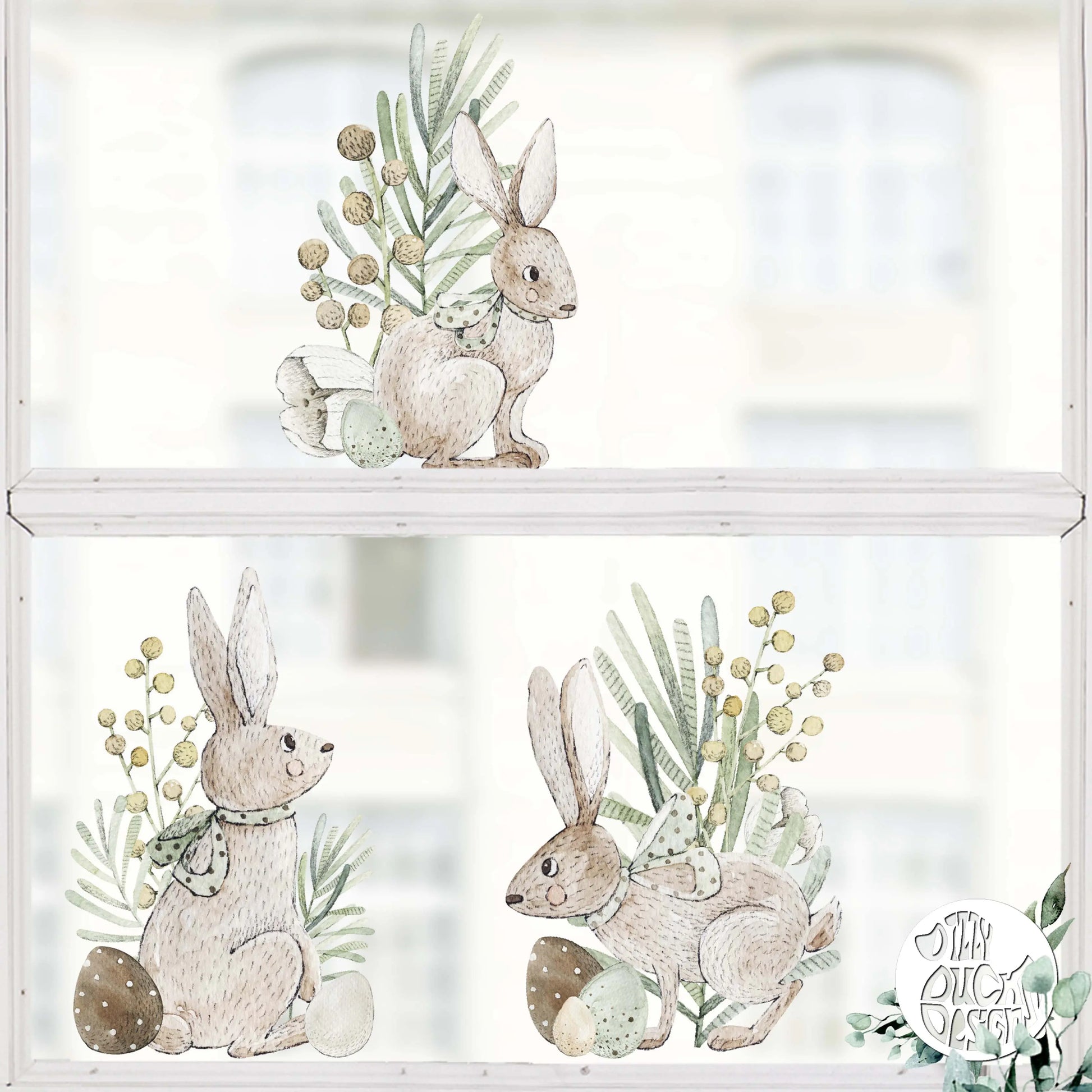 Decal Spring Watercolour Easter Bunny Window Decal Set Dizzy Duck Designs