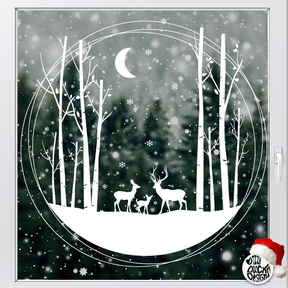 Decal Stag & Birch Ring Window Decal Dizzy Duck Designs