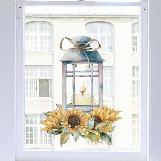 Decal Sunflowers Lantern Window Decal Dizzy Duck Designs