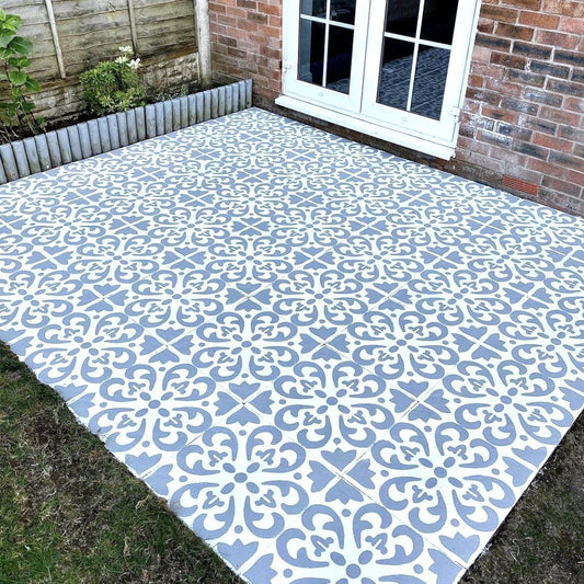 Tangier Patio Stencil - Square Slabs - Dizzy Duck Designs