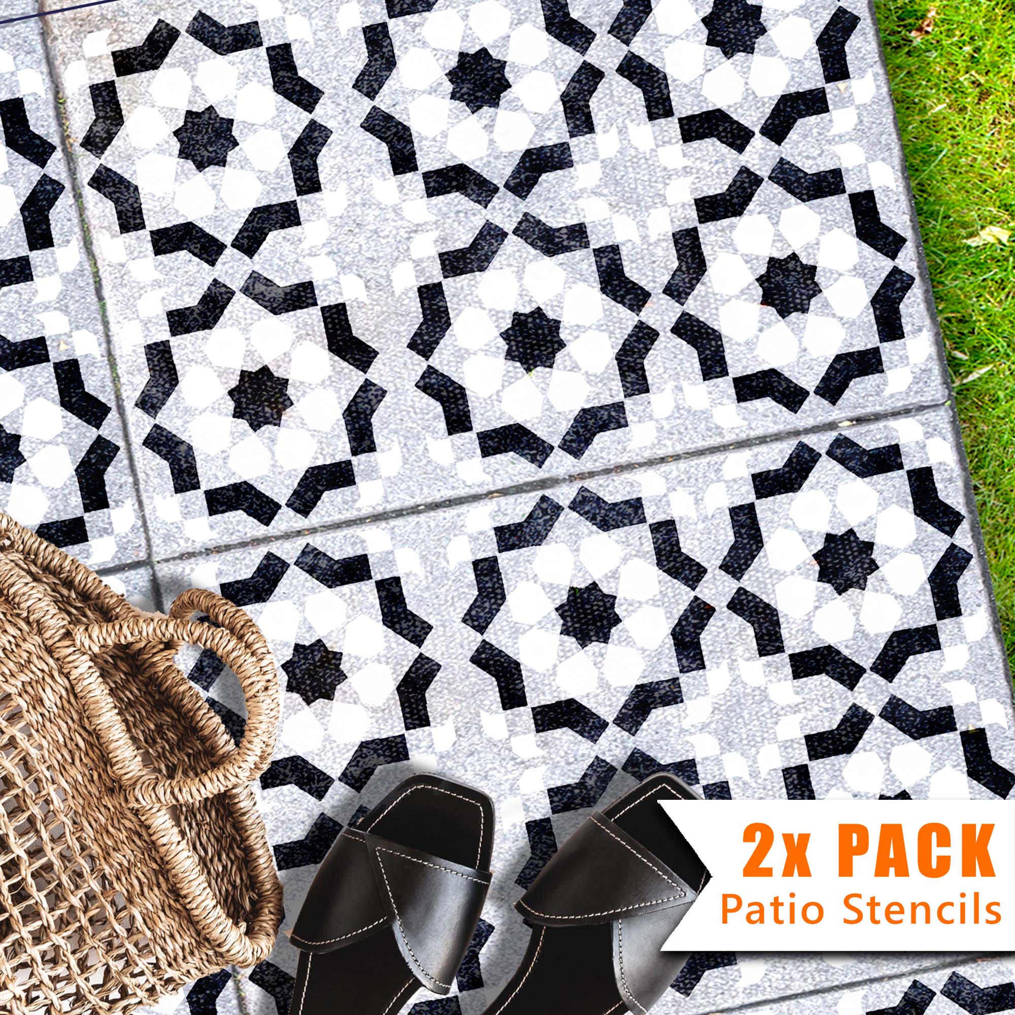 Tebessa Patio Stencil - Rectangle Slabs – Dizzy Duck Designs