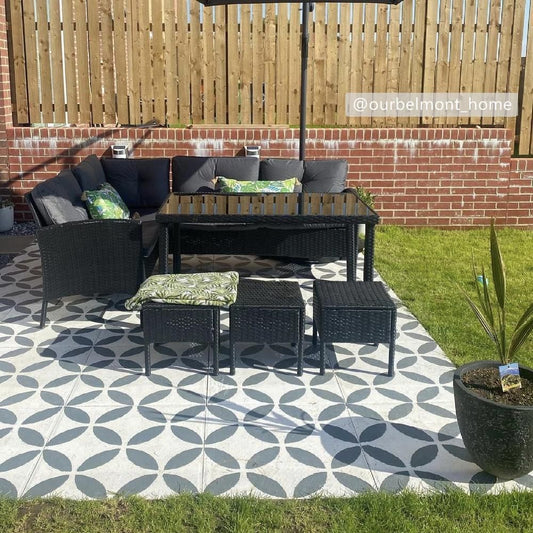 Tsunagi Patio Stencil - Square Slabs - Dizzy Duck Designs