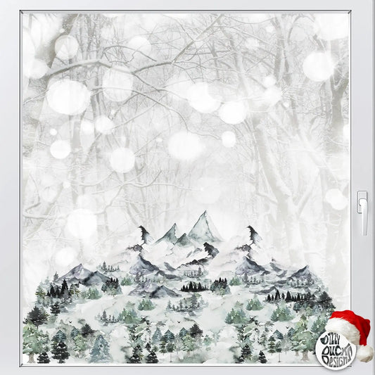 Decal Winter Forest Mountain Window Decal Border Dizzy Duck Designs