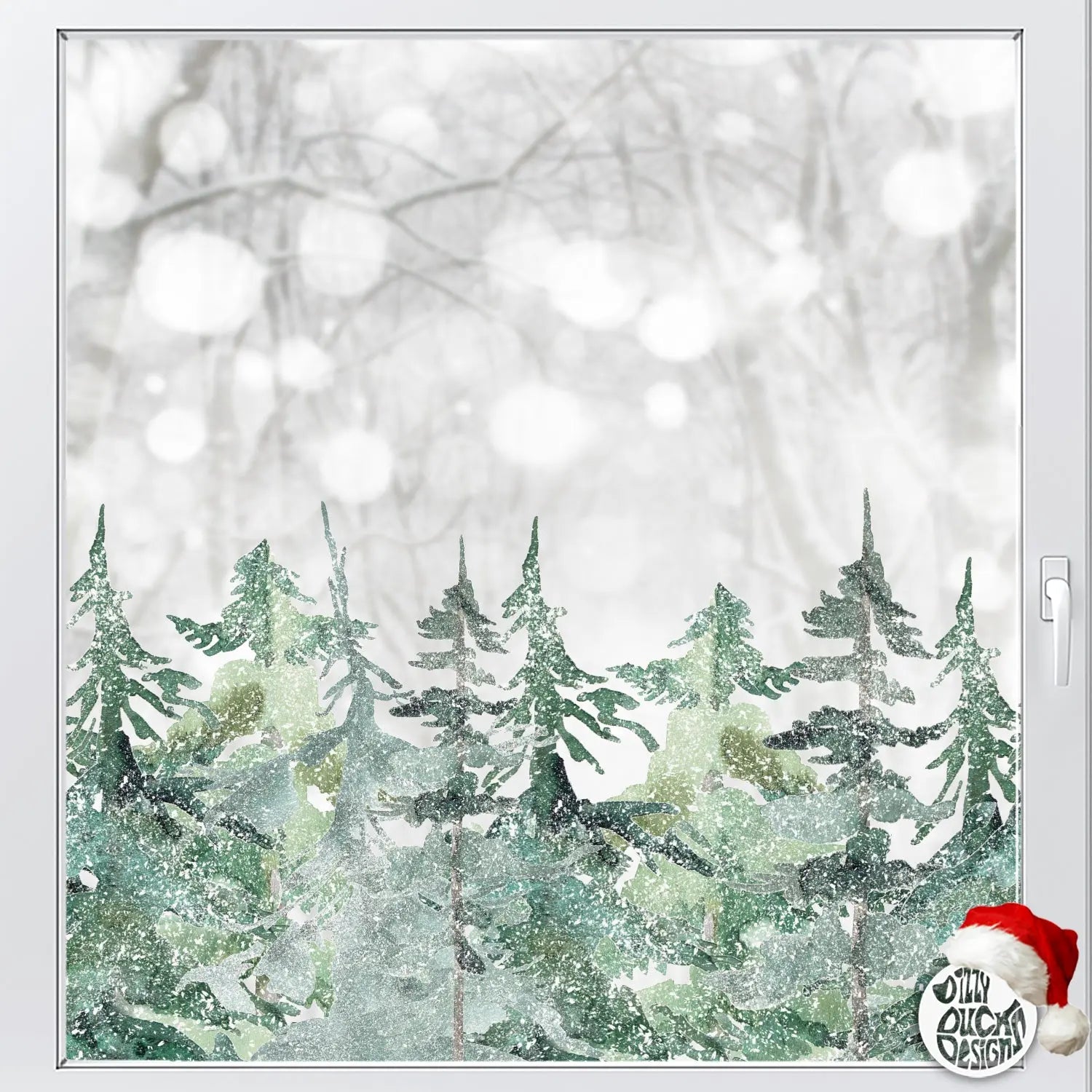 Decal Winter Snowy Forest Trees Christmas Border Window Decal Dizzy Duck Designs