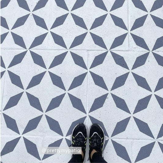 Zaros Patio Stencil - Square Slabs - Dizzy Duck Designs